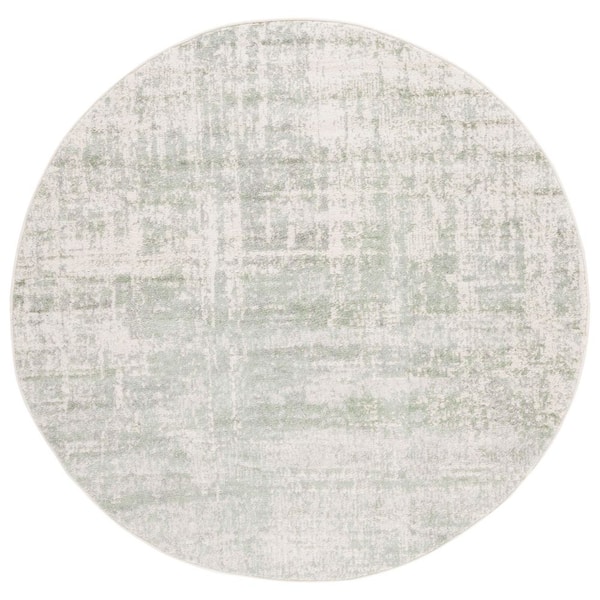 Adirondack 4 ft. x 4 ft. Round Sage/Ivory Distressed Area Rug