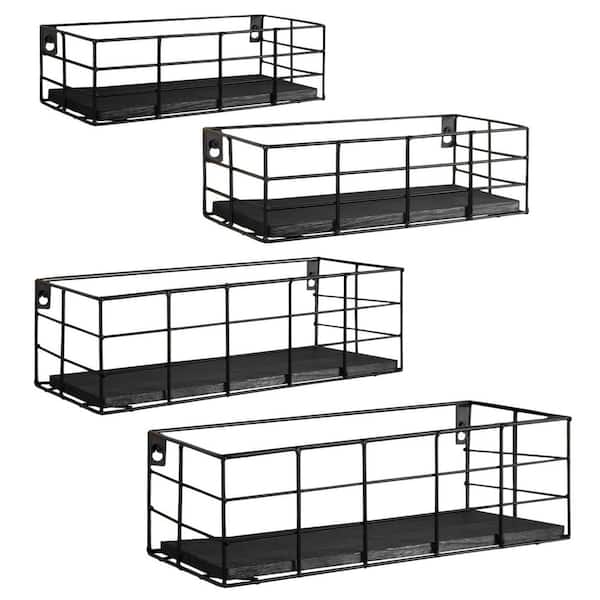 15 in. W x 5 in. D Black Floating Shelves Decorative Wall Shelf (Set of 4)