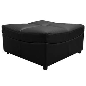 Donald 36 in. W Black Faux Leather Ottoman