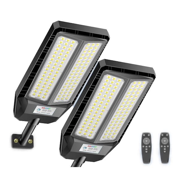 7000K LED Solar Street Work Light Solar Powered Motion Sensor Remote Control IP66 2-Pack