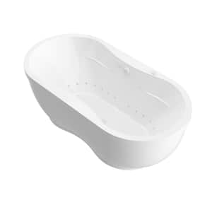 Agate 71.25 in. L x 35.8 in. W Acrylic Flatbottom Air Bathtub in White