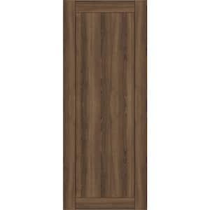 1 Panel Shaker 28 in. x 79.375 in. No Bore Pecan Nutwood Solid Composite Core Wood Interior Door Slab