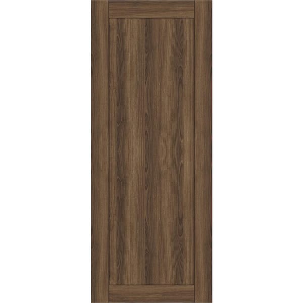 Belldinni 1-Panel Shaker 30 in. x 80 in. No Bore Pecan Nutwood Solid Composite Core Wood Interior Door Slab