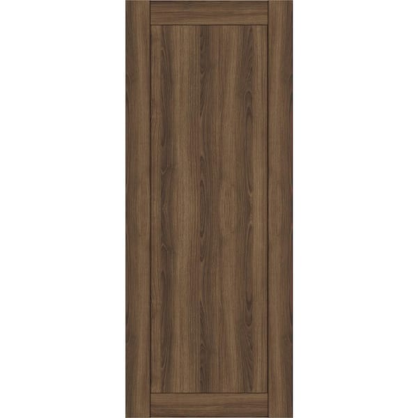 1-Panel Shaker 28 in. x 84 in. No Bore Pecan Nutwood Solid Composite Core Wood Interior Door Slab