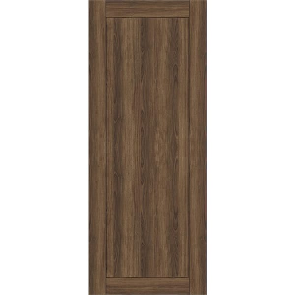 Belldinni 1-Panel Shaker 36 in. x 84 in. No Bore Pecan Nutwood Solid Composite Core Wood Interior Door Slab