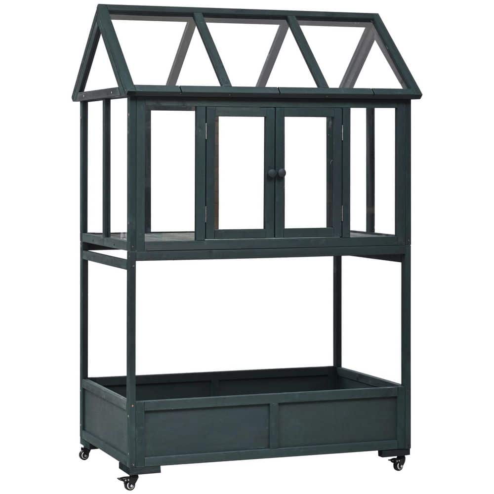 Forest Green 24 in. D x 47 in. W x 69 in. H Garden Wood Portable