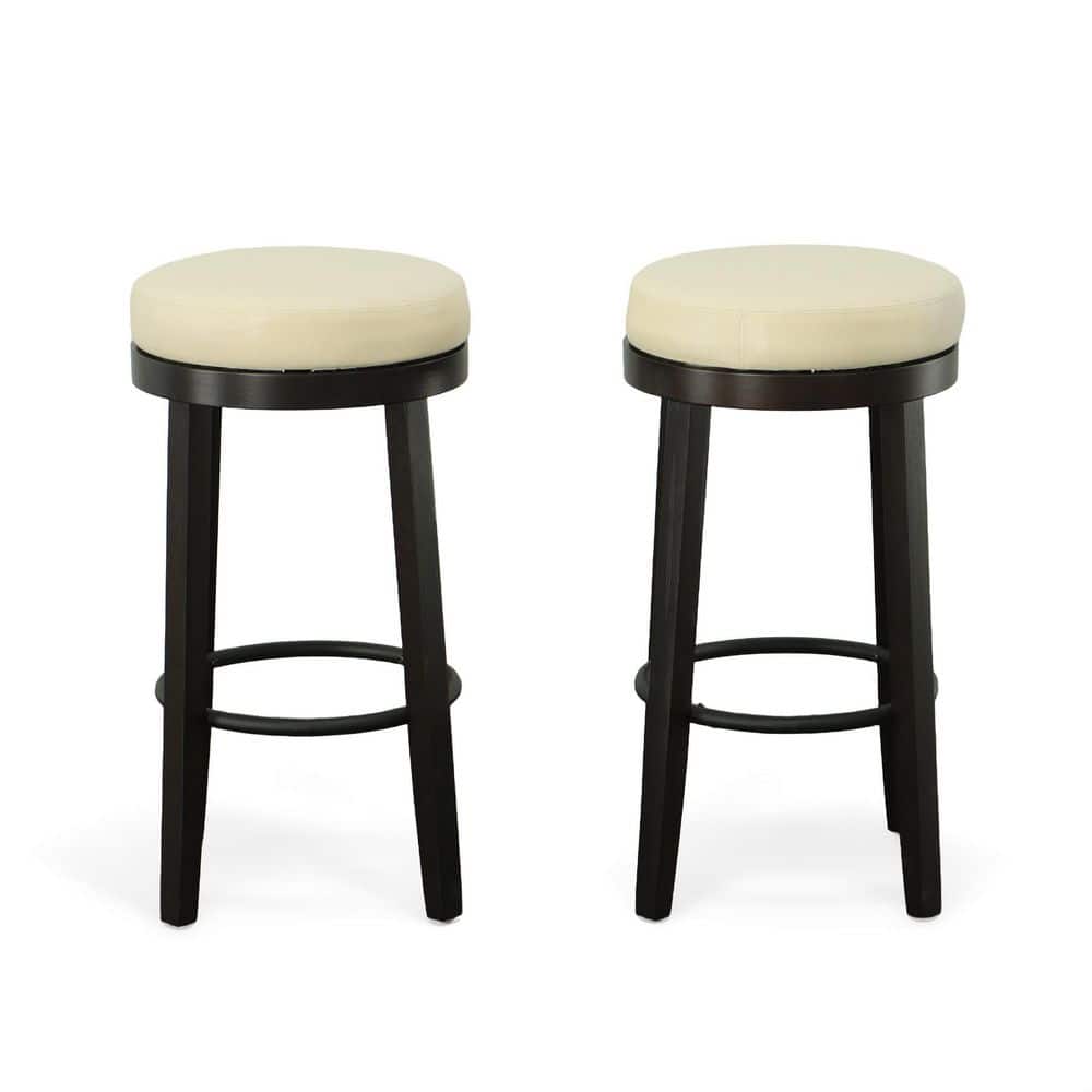 Era 30 in. Cream/Espresso Swivel Bar Stool (Set of 2)