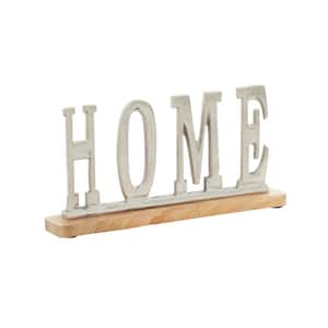 6 in. H Aluminum Metal Home Decorative Sign with Wood Base