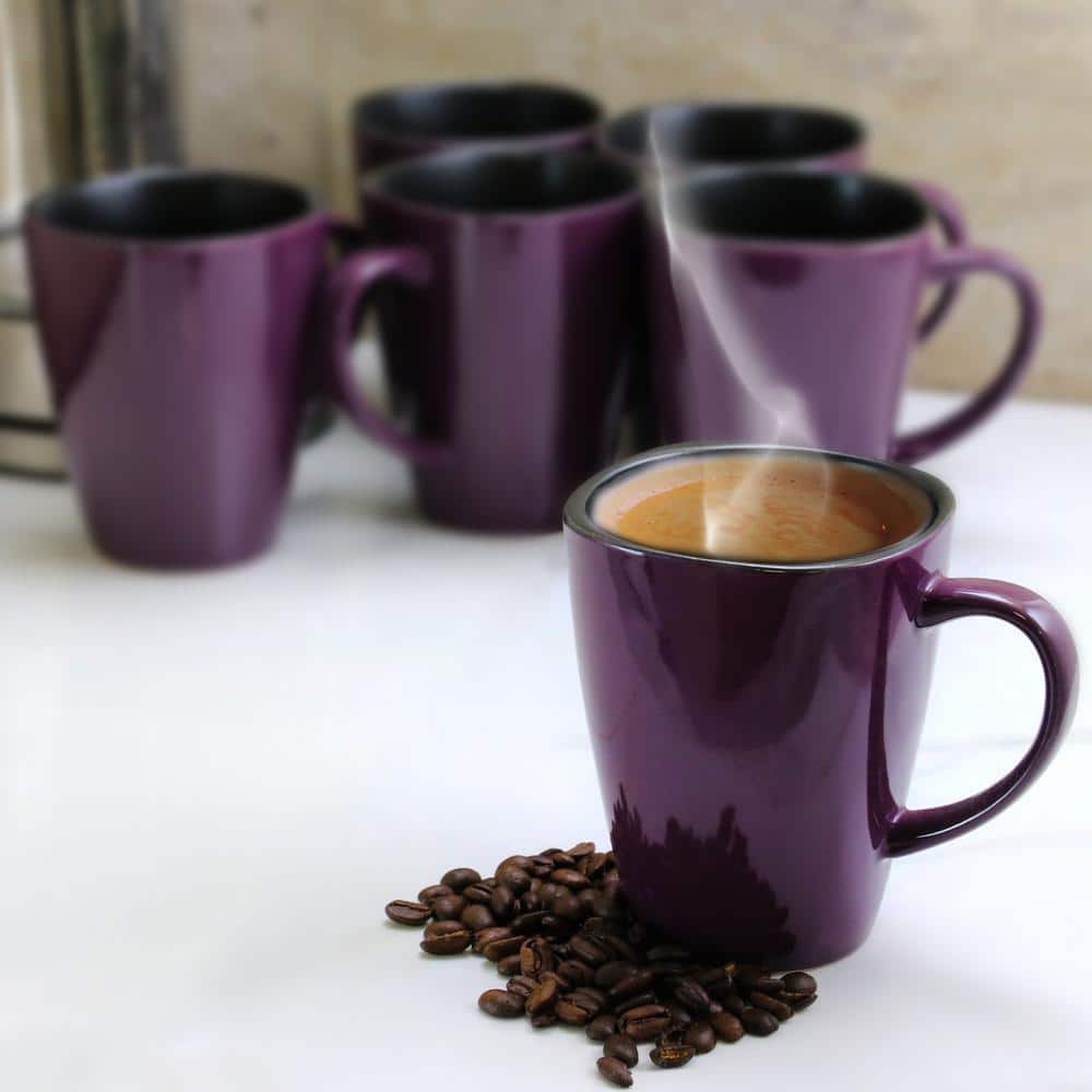 Mulberry Ceramic 14 oz Square Dinner Mugs Set of 6