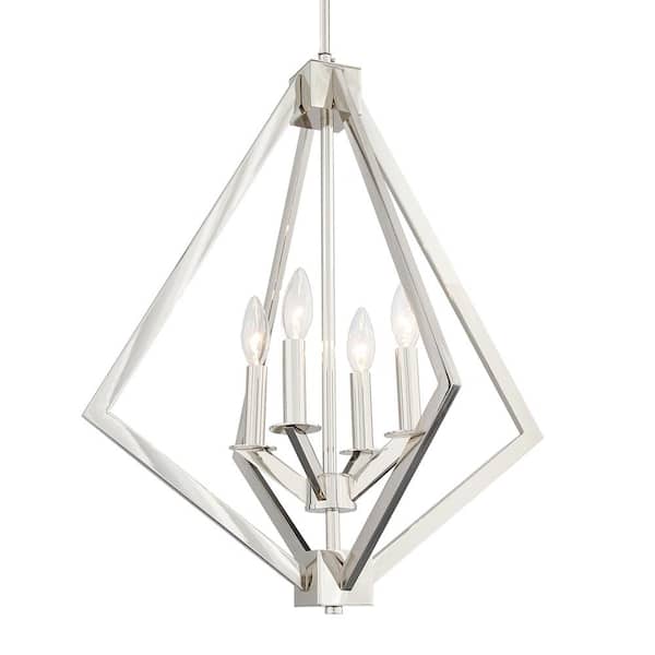 4-Light Nickel Candle-Style Chandelier CLYS76-4N - The Home