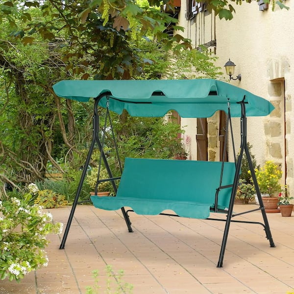 US SELLER Outdoor Porch Steel Hanging 2-Seat Swing Loveseat with Canopy. 
