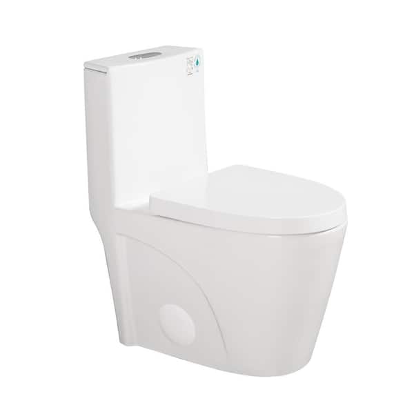 1-Piece 1.1/1.6 GPF Top Dual Flush Elongated Toilet in White with Soft-Closing Seat Included