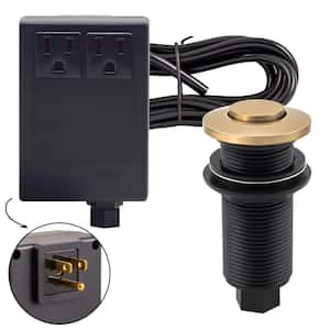 Sink Top Waste Disposal Air Switch and Dual Outlet Control Box, Flush Button, Champagne Bronze