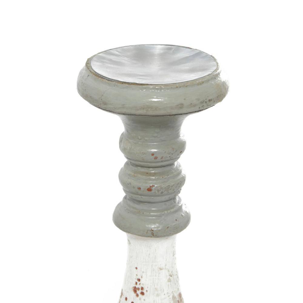 Gray and White Distressed Wood Pillar Candle Holders, Set of 3
