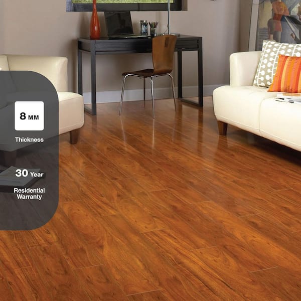 Jatoba 8 mm T x 5.6 in. W Laminate Wood Flooring (18.7 sqft/case)