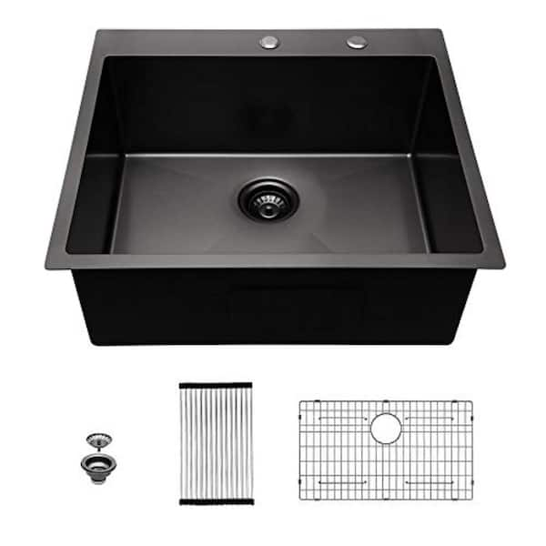 Stainless Steel Black Kitchen Sink 10.24*19.69 Rack Storage