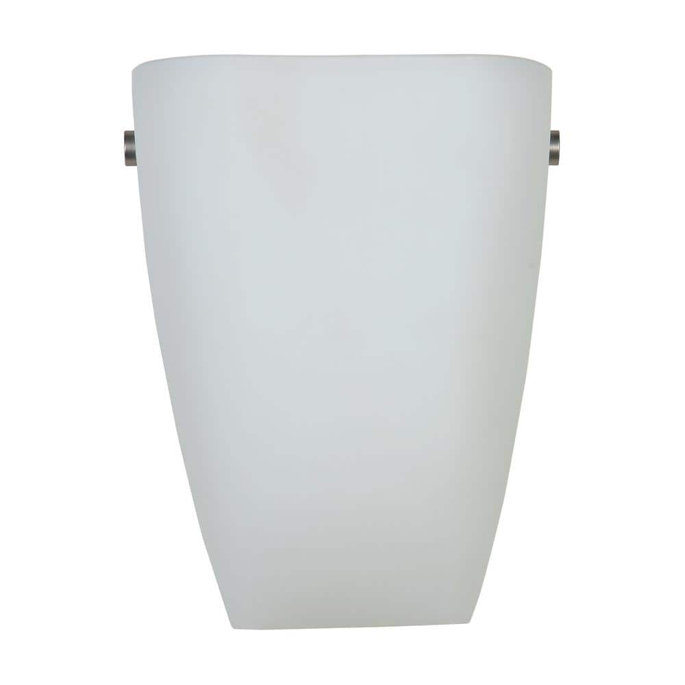 Elementary Opal White Glass & Brushed Steel Dimmable Sconce