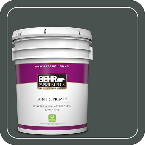 BEHR PREMIUM PLUS 5 gal. Home Decorators Collection #HDC-WR16-05 Evergreen Field Eggshell Enamel Low Odor Interior Paint & Primer