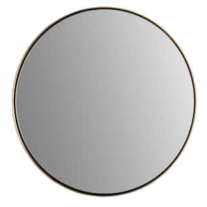 23.5 in. W x 23.5 in. H Metal Framed Round Bathroom Vanity Mirror in Brushed Gold