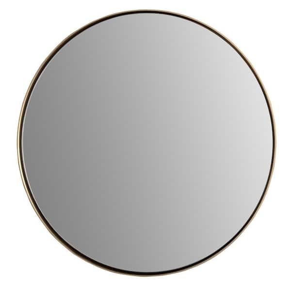 Bellaterra Home 23.5 in. W x 23.5 in. H Metal Framed Round Bathroom Vanity Mirror in Brushed Gold