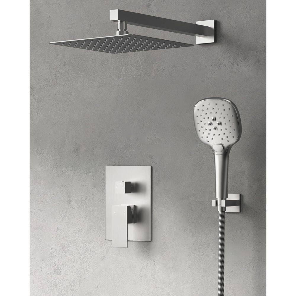 Pressure Balance 2-Spray Wall Mount 10 in. Fixed and Handheld Shower Head 2.5 GPM in Brushed Nickel Valve Included price history on PriceWatchPro