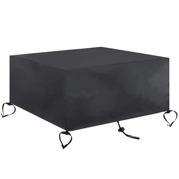 Shatex 44 in. Black Durable Weather-Resistant Square Ottoman/Coffee Table Cover