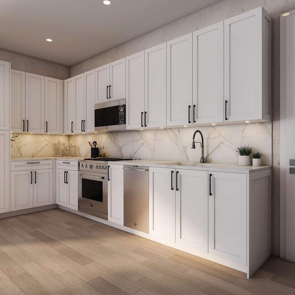 Cambridge Everest 18 in. W x 24 in. D x 90 in. H Ready to Assemble Shaker Pantry Kitchen Cabinet in White
