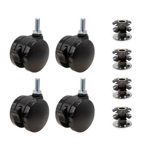 2 in. Black Furniture Swivel with Brake Caster with 440 lbs. Load Rating (4-Pack)