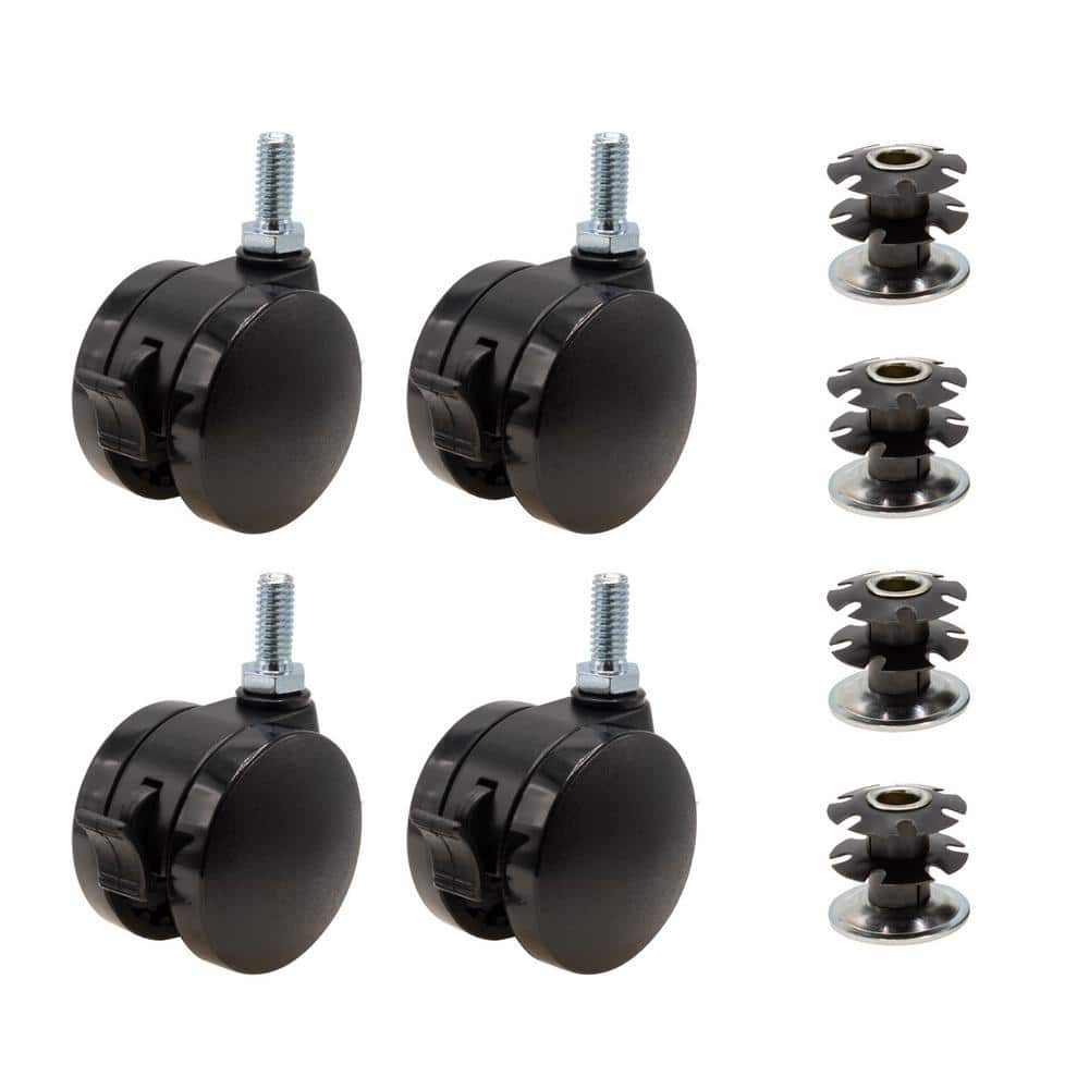 2 in. Black Furniture Swivel Brake Caster 440 lbs. Load Rating for 1-1/8 in