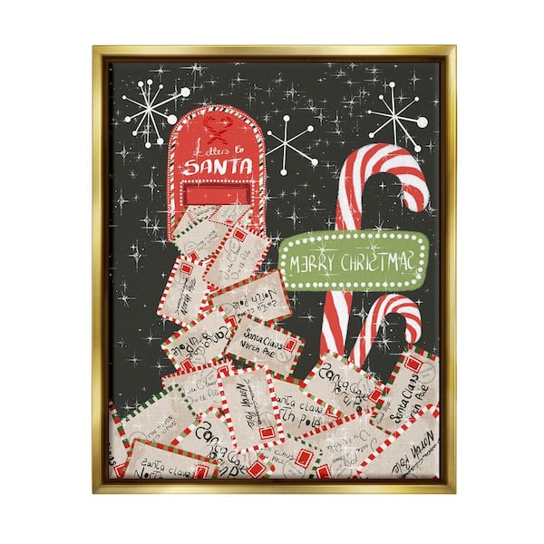 Stupell Industries Letters For Santa Mail by Hannah Byatt 1-Piece Floater Frame Graphic Print Typography Poster Art Print 31 in. x 25 in.