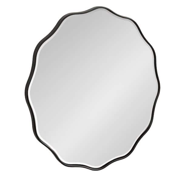 Kate and Laurel Viona 26.00 in. W x 26.00 in. H Black Scalloped Modern Framed Decorative Wall Mirror