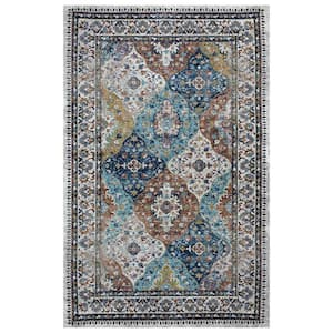 Medallion Multi-Color 5 ft. x 8 ft. Bordered Bohemian Tabriz Area Rug