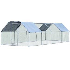 Metal Walk-In Chicken Coop Cage with Water and UV Resistant Cover