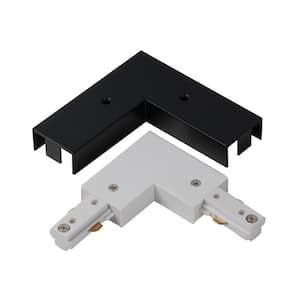 2400-Watt Linear Track Lighting Connector Right Angle Coupler with White and Black Covers