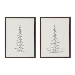 Minimalist Evergreen Tree Sketch by Creative Bunch Studio Framed Nature Canvas Wall Art Print 24 in. x 18 in. (Set of 2)