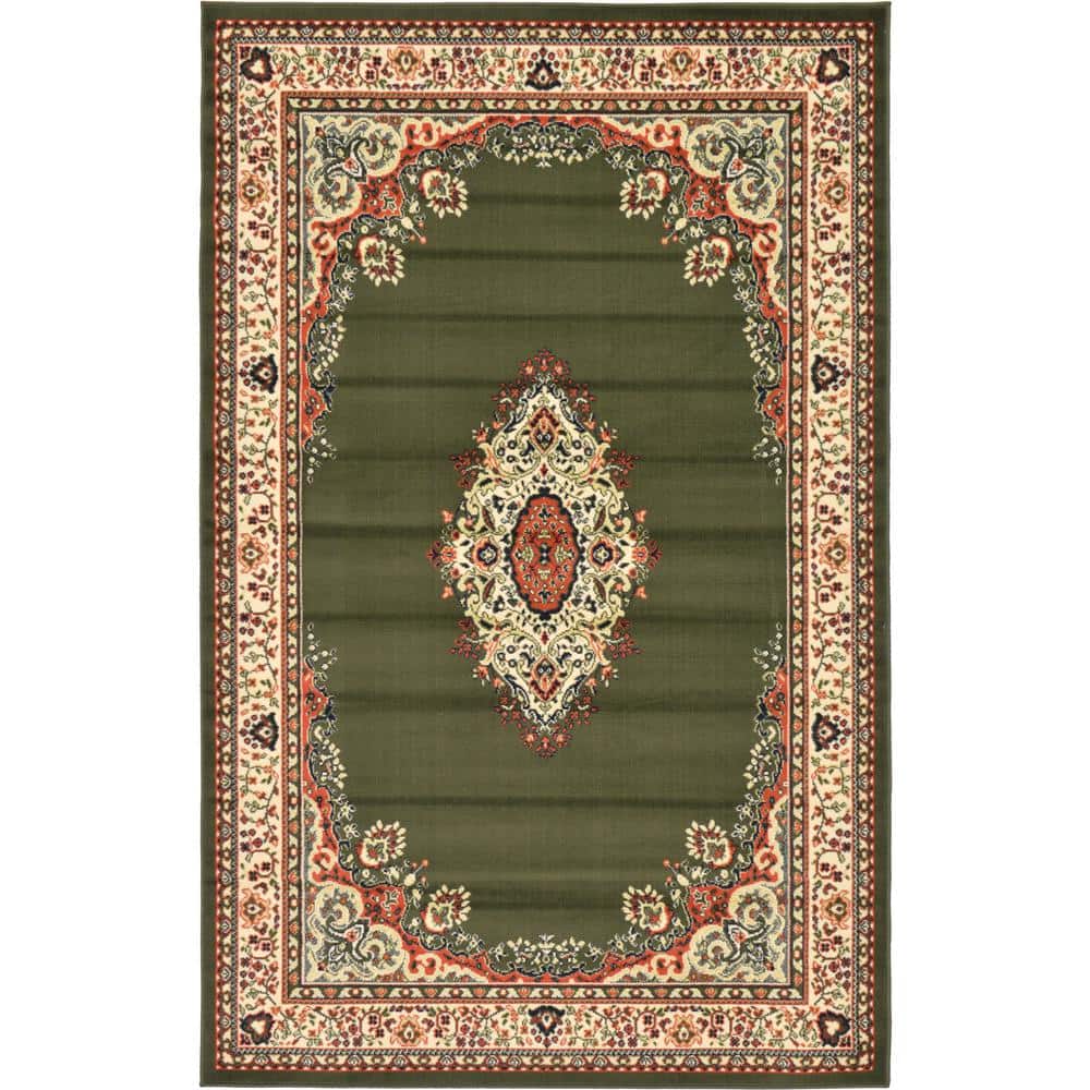 Unique Loom Reza Washington Green 5' 0 x 8' 0 Area Rug 3122721 The Home Depot