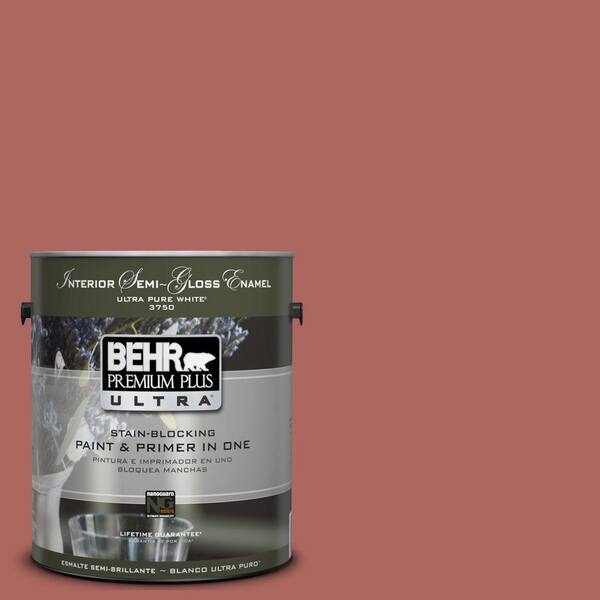BEHR Premium Plus Ultra 1-gal. #UL110-9 Colonial Brick Interior Semi-Gloss Enamel Paint-DISCONTINUED