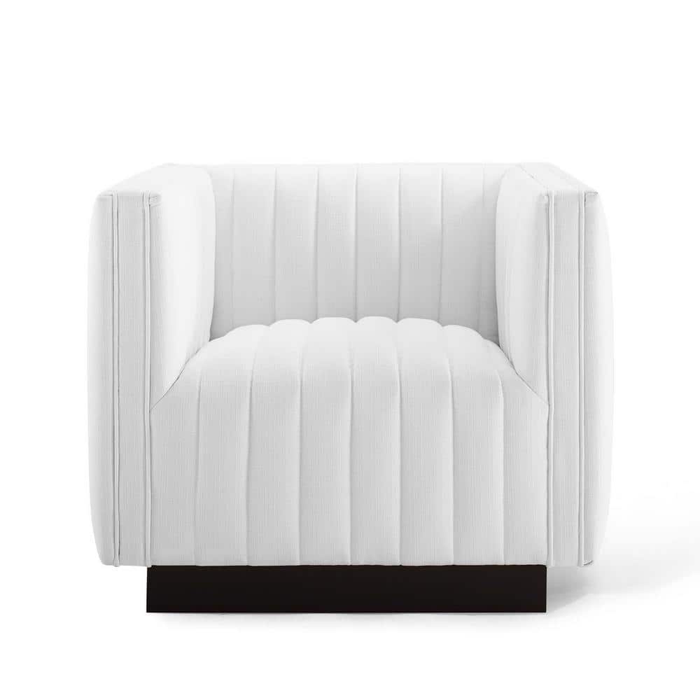 Elegant White Velvet Wood Base Accent Chair