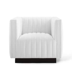 Perception White Tufted Upholstered Fabric Armchair