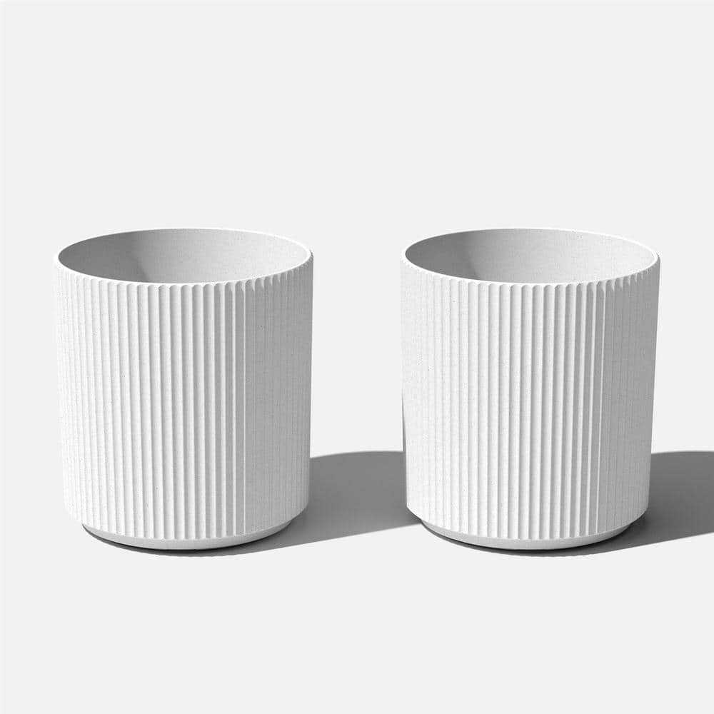 Demi Large White Plastic Round Planter with Drainage Holes (18.5 in. L x 18.5 in. W x 20 in. H) (2-Pack) price history on PriceWatchPro