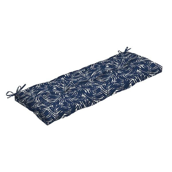 ARDEN SELECTIONS Earth Fiber Outdoor Tufted Rectangular Bench Cushion Navy Blue King Palm