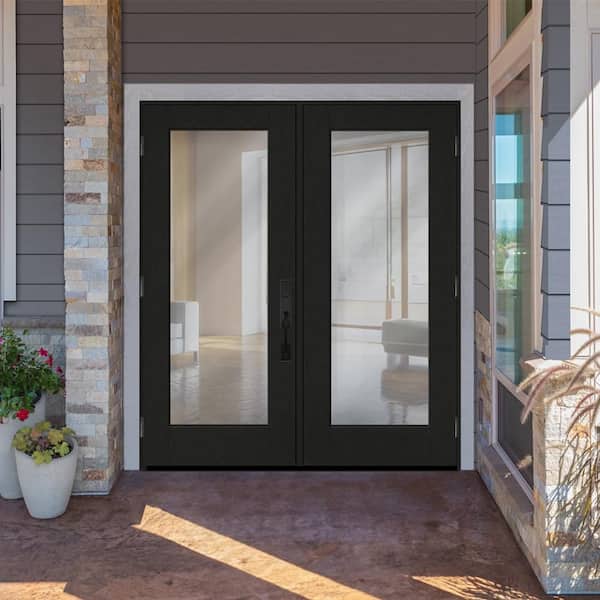 Regency 72 in. x 80 in. Full Lite Clear Glass Onyx RHOS Stained Fiberglass Retro Patio Door with 6 in. Jamb