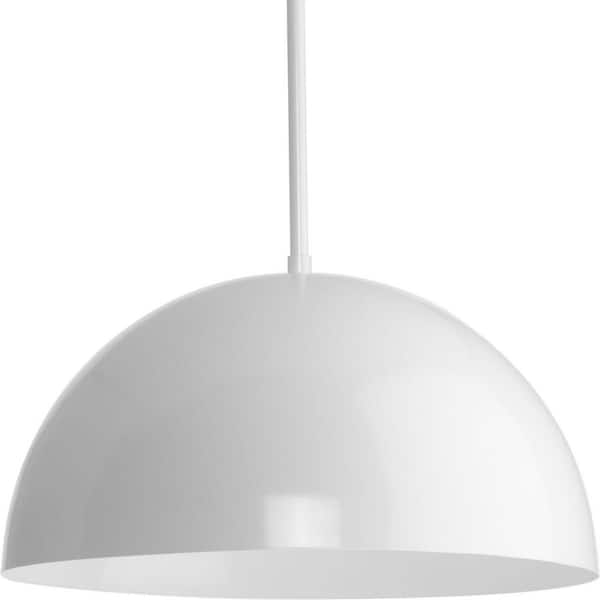 Progress Lighting Perimeter Collection 15-3/4 in. 1-Light White Mid-Century Modern Pendant with metal Shade