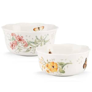 7.75 in. Butterfly Meadow 48 fl. oz. Multi-Colored Porcelain Nesting Serving Bowls (Set Of 2)