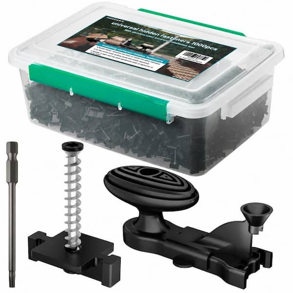 Nylon Black Hidden Deck Fasteners with Stainless Steel Screws and Installation Tools (1000-Pack)