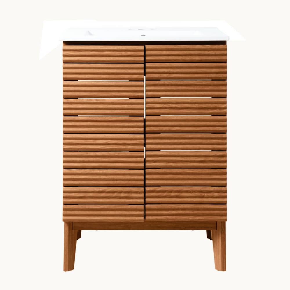 Calandre 24" Walnut Modern Farmhouse Bath Vanity Cabinet