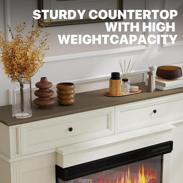 Sizzim 63 in. Freestanding Engineered Wood Electric Fireplace TV