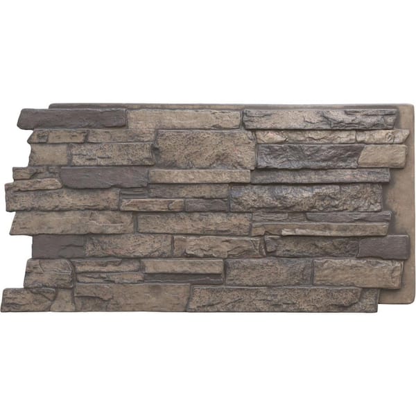Ekena Millwork Acadia Ledge 49 in. x 1 1/4 in. Cascade River Stacked Stone, StoneWall Faux Stone Siding Panel