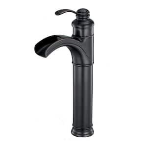 Waterfall Single Hole Single-Handle Vessel Bathroom Faucet With Supply Line in Oil Rubbed Bronze