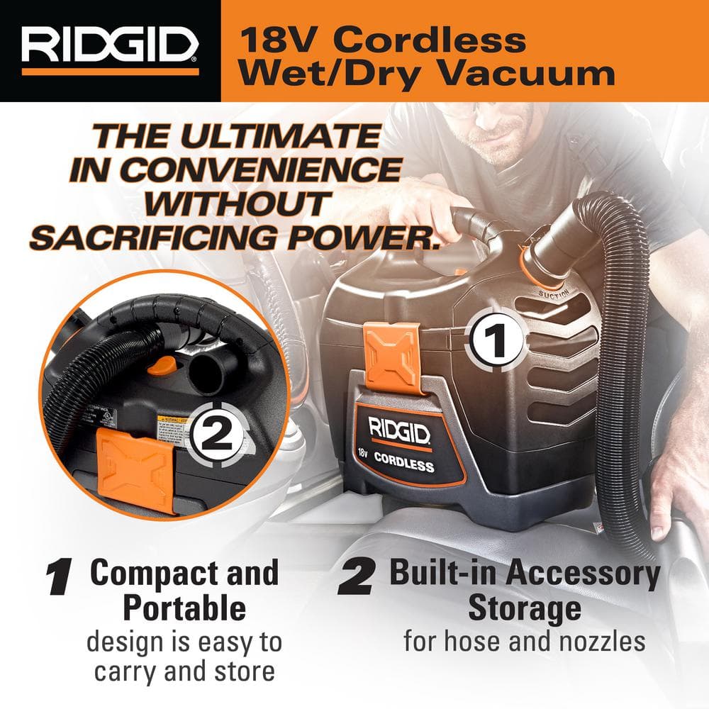 Ridgid 18V Cordless 3-Gallon Wet/Dry Handheld Vacuum Cleaner